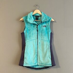 The North Face Osito vest teal turquoise use fuzzy blue